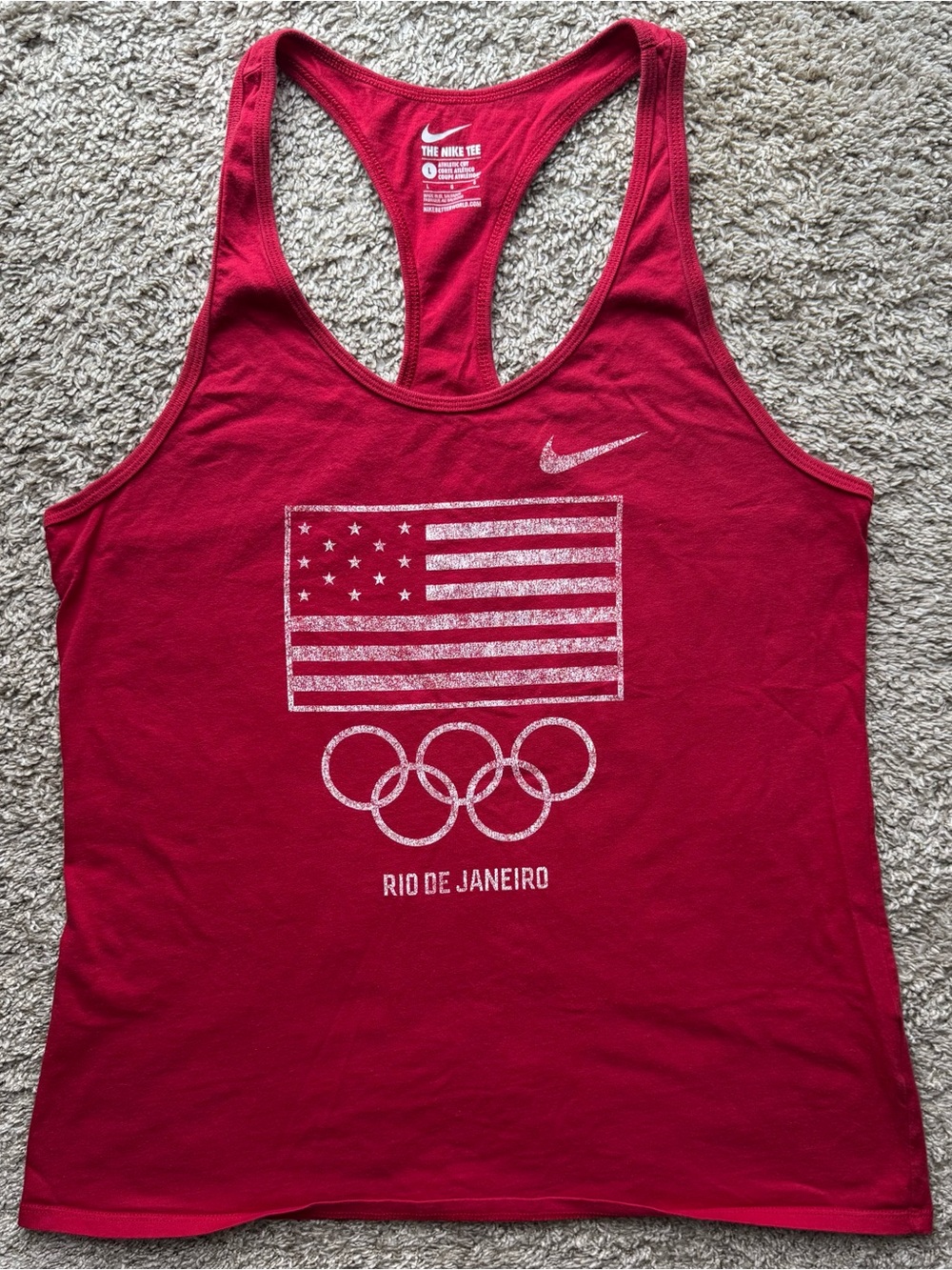 Nike USA Olympics Tank Top Red Racerback Rio 2016 Size Large